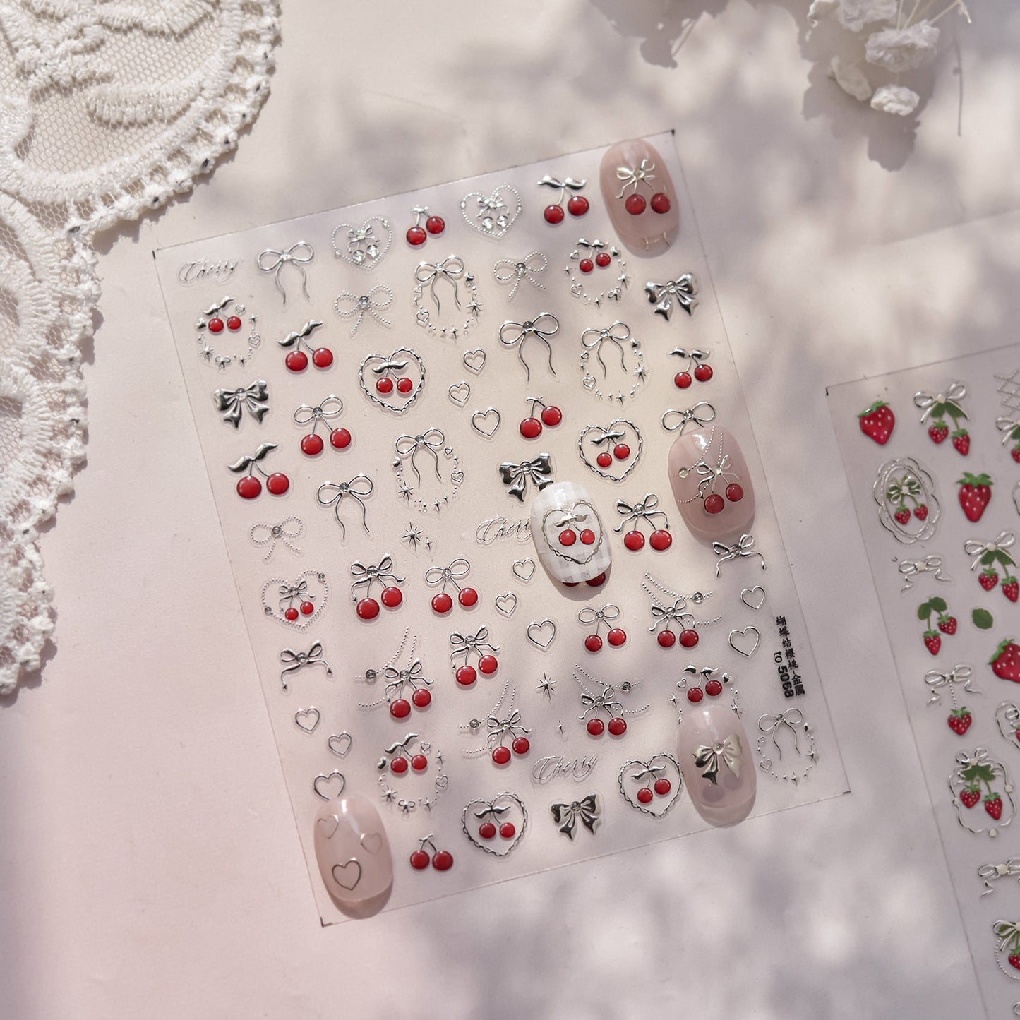 Jelly Nail Stickers Ins Nail Stickers Handmade DIY Strawberry Fruit Auxiliary Stickers Cherry Decorations Accessories