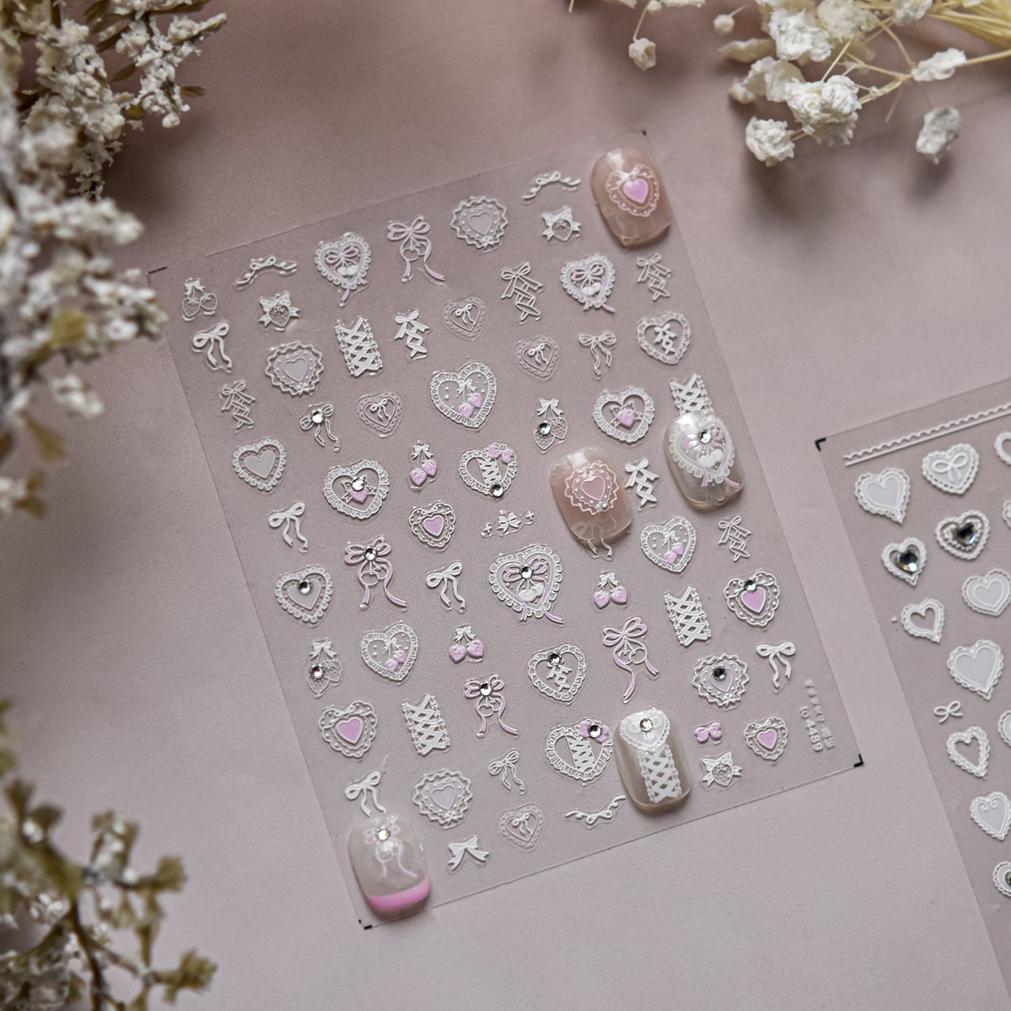 Romantic Heart Lace Crystal Nail Stickers - Delicate 3D Embossed Lace Patterns with Sparkling Rhinestones, Vintage Inspired Nail Art Decals for Women