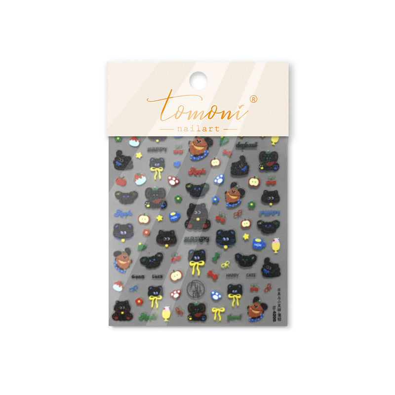 Adorable Black Cat Themed Nail Stickers - 30 PCS Thin yet Durable Flexible Nail Art Decals with Playful Kitty Designs for Women and Girls, Cute Animal Nail Decor