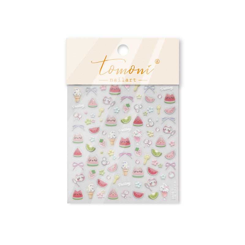 Jelly Nail Stickers Hot-selling Cute Nail Stickers Watermelon Ice Cream Decorations Nail Art