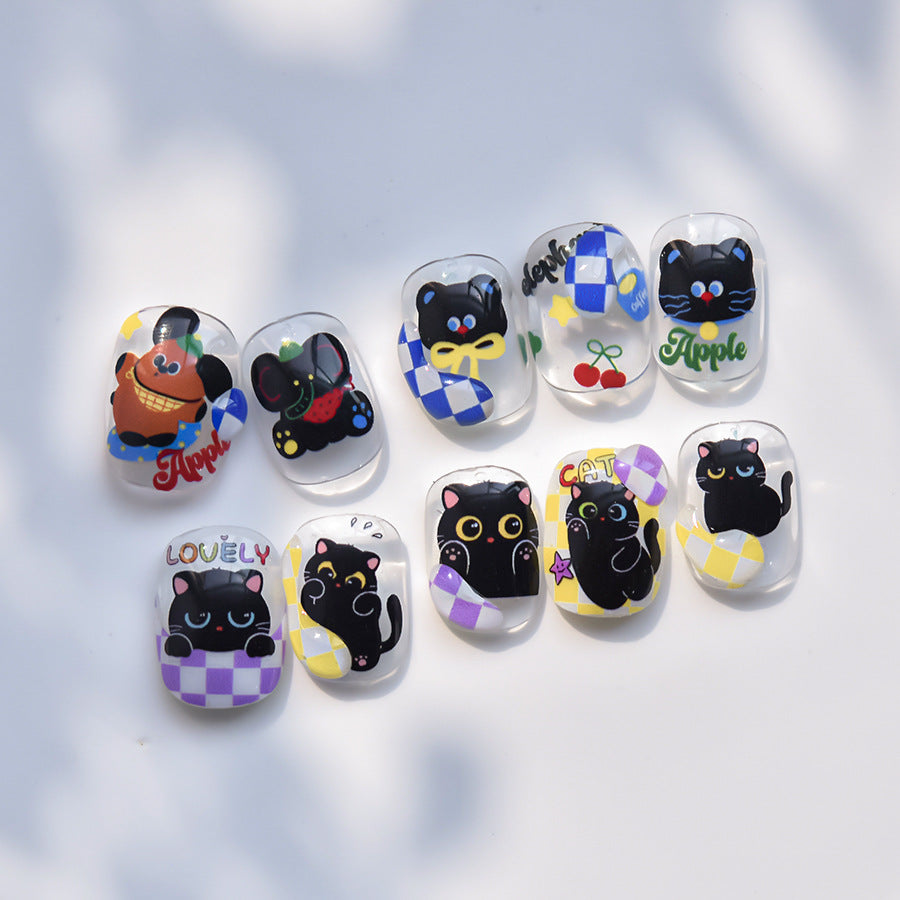 Adorable Black Cat Themed Nail Stickers - 30 PCS Thin yet Durable Flexible Nail Art Decals with Playful Kitty Designs for Women and Girls, Cute Animal Nail Decor
