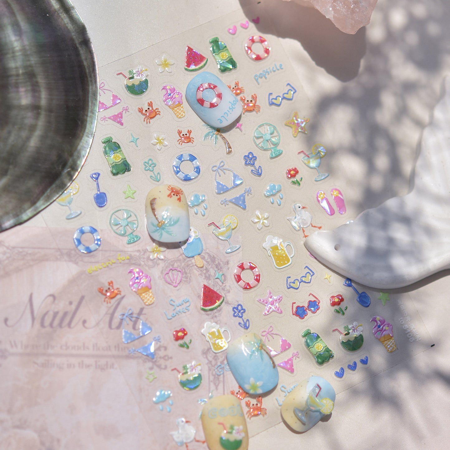 Jelly Nail Stickers Hot-selling Cute Nail Stickers Watermelon Ice Cream Decorations Nail Art