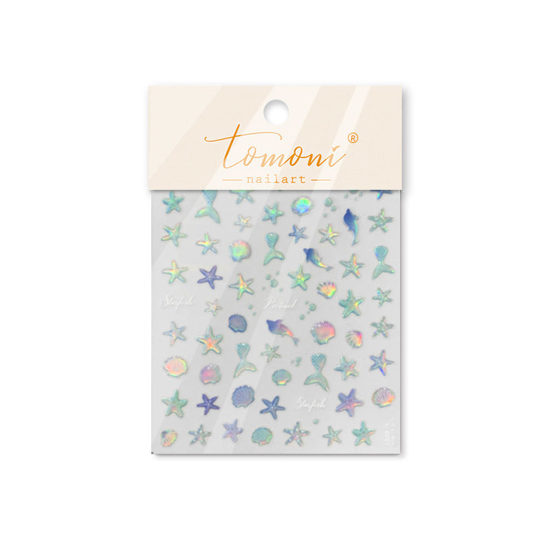 Bestseller Starfish Jelly Nail Stickers - 3D Translucent Sea Theme Nail Art Decals with Waterproof Design for Women and Girls, Cute Summer Nail Decor