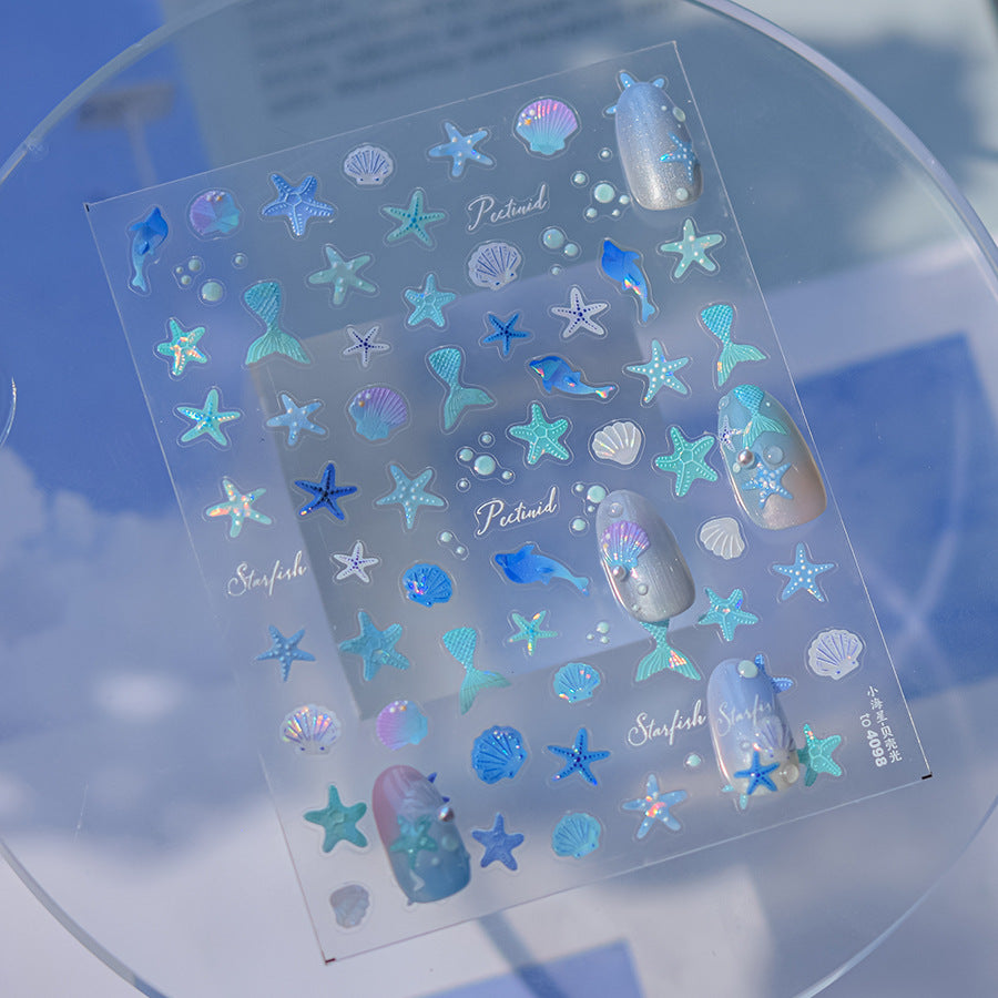 Bestseller Starfish Jelly Nail Stickers - 3D Translucent Sea Theme Nail Art Decals with Waterproof Design for Women and Girls, Cute Summer Nail Decor
