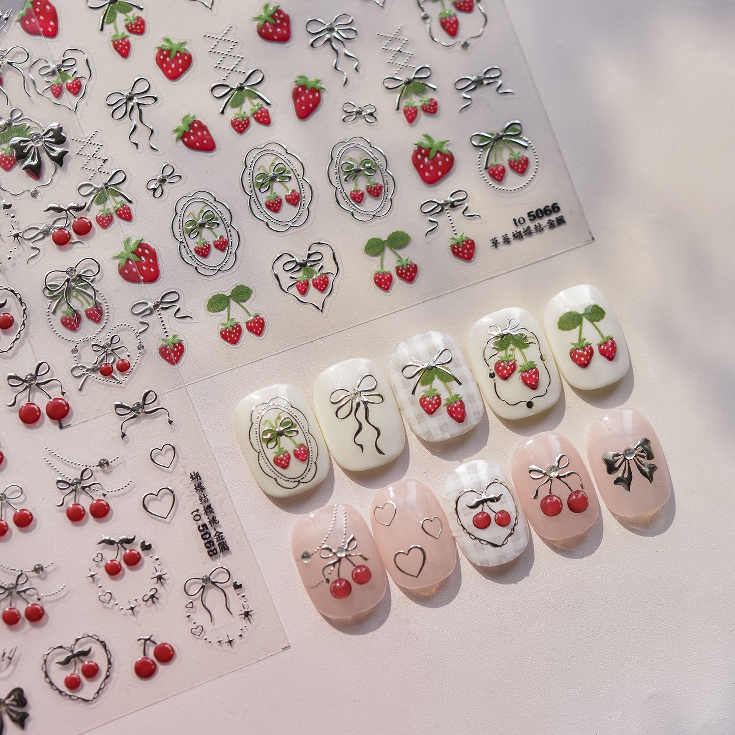 Jelly Nail Stickers Ins Nail Stickers Handmade DIY Strawberry Fruit Auxiliary Stickers Cherry Decorations Accessories