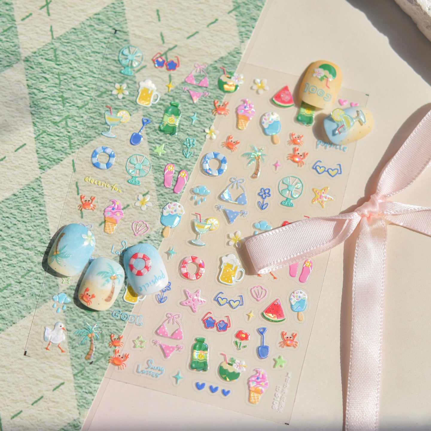 Jelly Nail Stickers Hot-selling Cute Nail Stickers Watermelon Ice Cream Decorations Nail Art