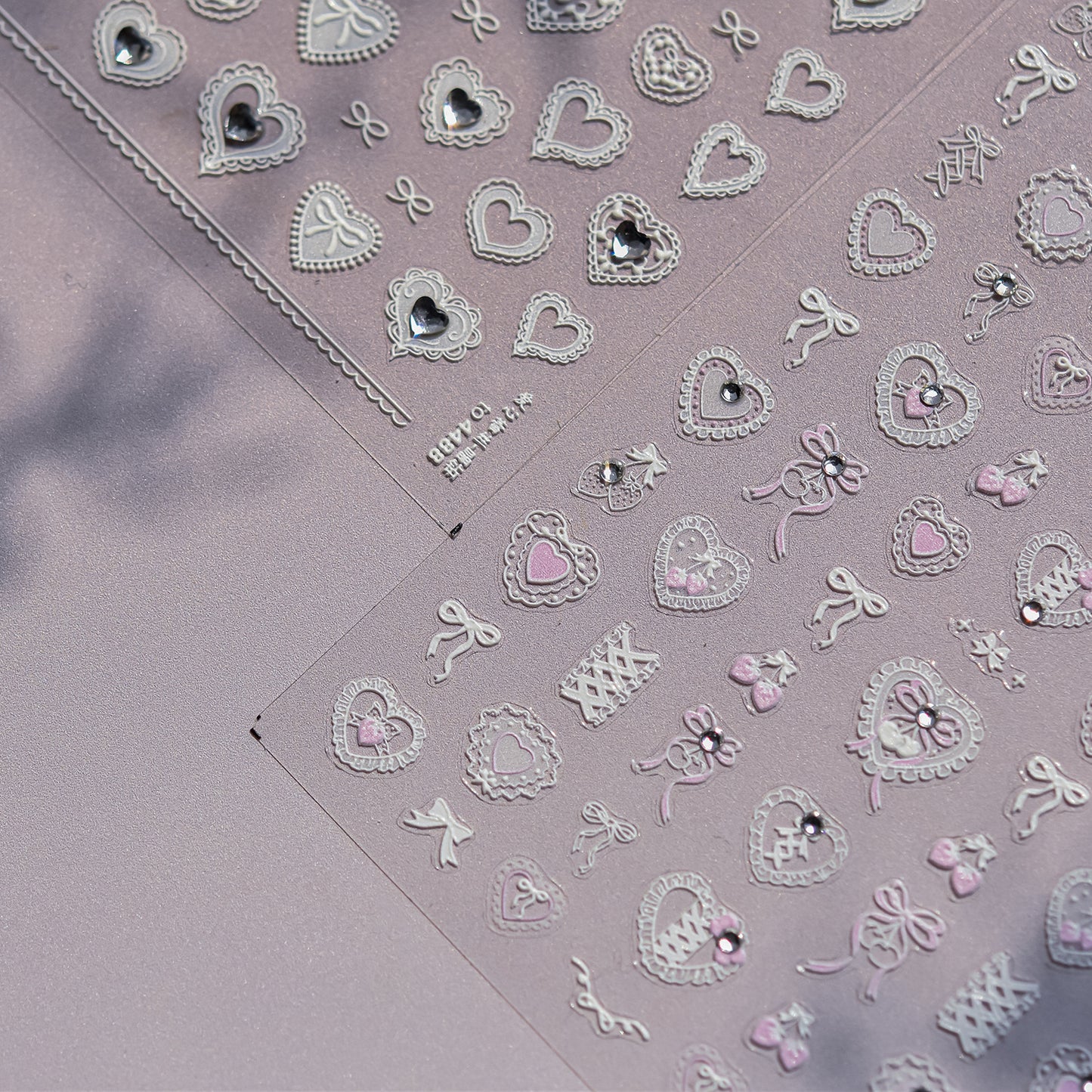 Romantic Heart Lace Crystal Nail Stickers - Delicate 3D Embossed Lace Patterns with Sparkling Rhinestones, Vintage Inspired Nail Art Decals for Women