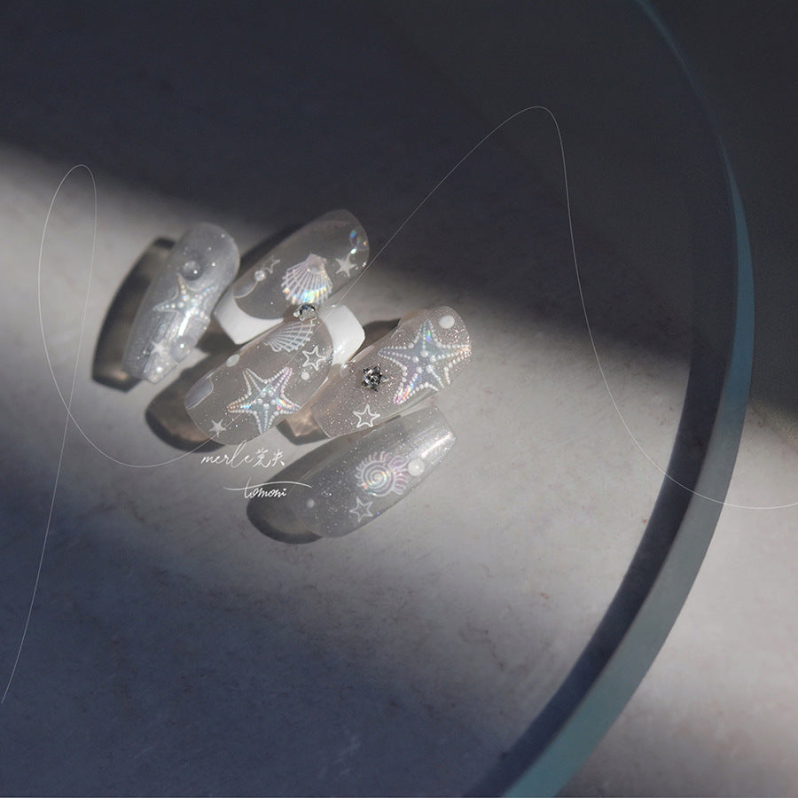 Shell Light Nail Stickers Ins High-End Feel Journal Nail Stickers Ocean Shell
