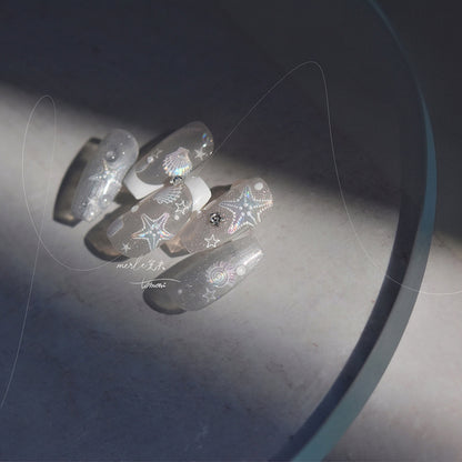 Shell Light Nail Stickers Ins High-End Feel Journal Nail Stickers Ocean Shell