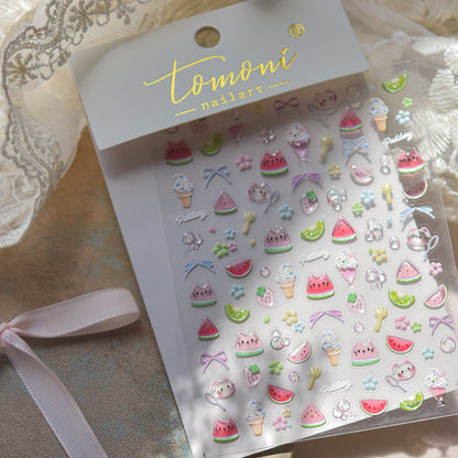Jelly Nail Stickers Hot-selling Cute Nail Stickers Watermelon Ice Cream Decorations Nail Art