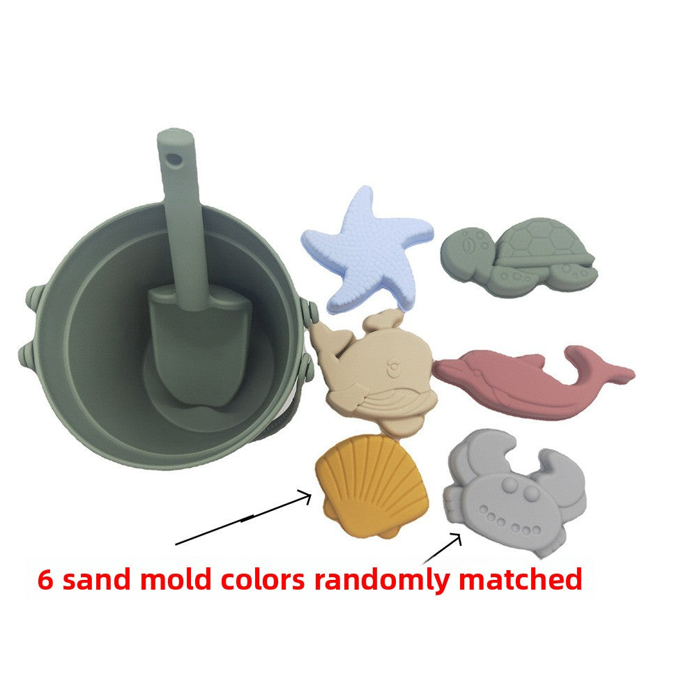 Silicone Family Beach Toys Sand Play Set - 10PCS Soft Safe Sandcastle Molds & Digging Tools for Kids Toddlers, Waterproof Seaside Vacation Sandbox Toys for Malaysia Beaches