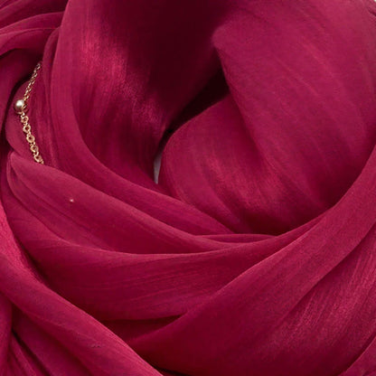 Shiny Satin Smooth Crepe Four-Sided Metal Chain Headscarf High-End Malay Middle Eastern Headscarf Arab