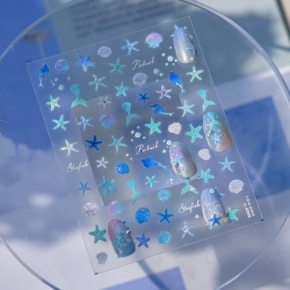 Bestseller Starfish Jelly Nail Stickers - 3D Translucent Sea Theme Nail Art Decals with Waterproof Design for Women and Girls, Cute Summer Nail Decor