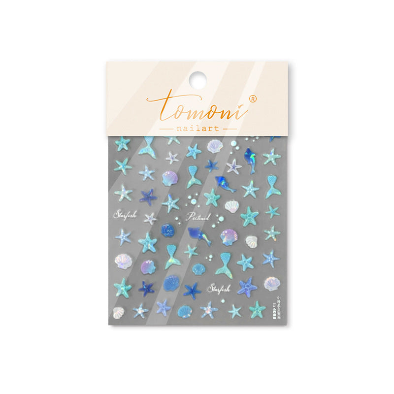 Bestseller Starfish Jelly Nail Stickers - 3D Translucent Sea Theme Nail Art Decals with Waterproof Design for Women and Girls, Cute Summer Nail Decor