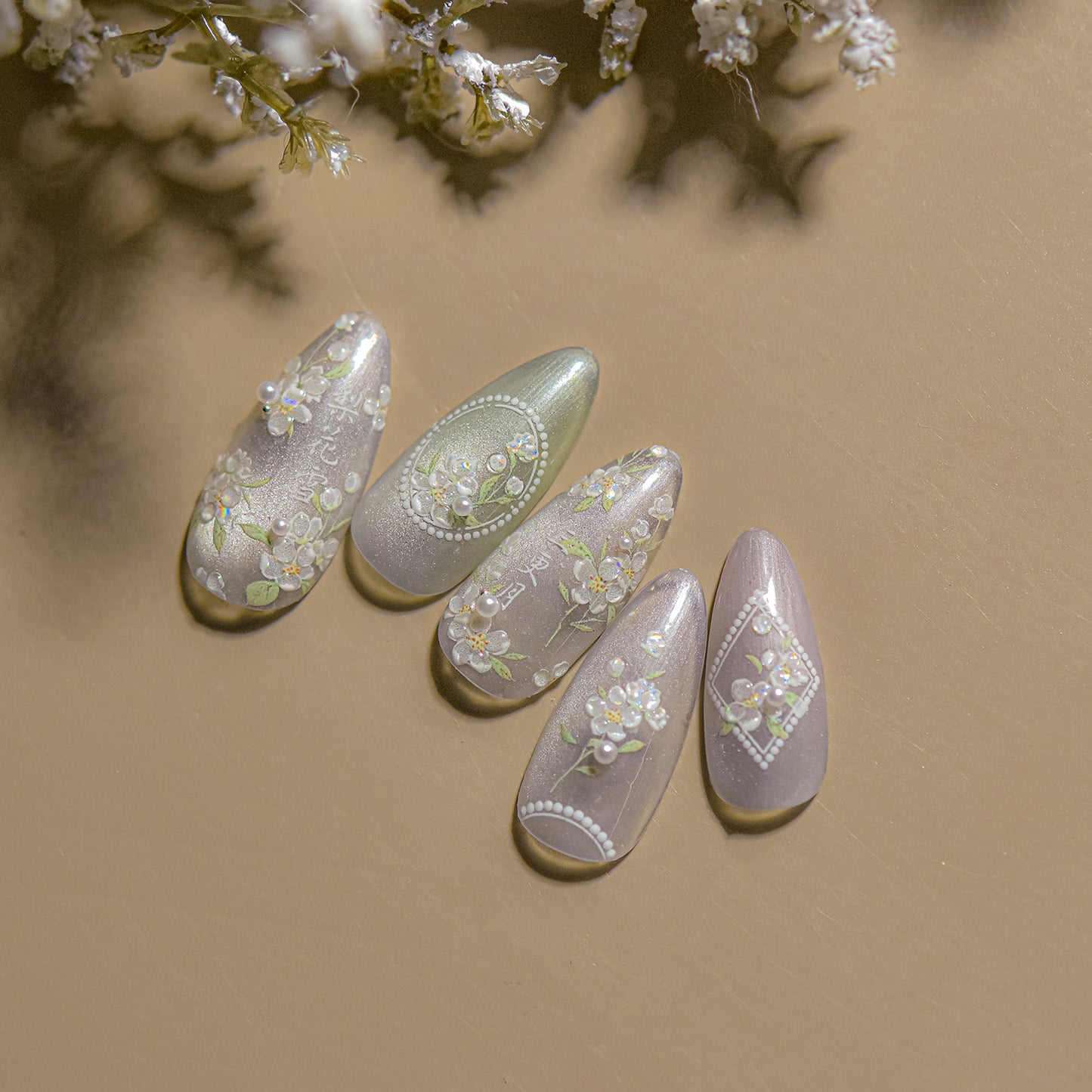 Embossed Nail Stickers Internet Celebrity Hot Style Ancient Style Spring Peach Blossom Nail Stickers Spring Peach Blossom Accessories Stickers