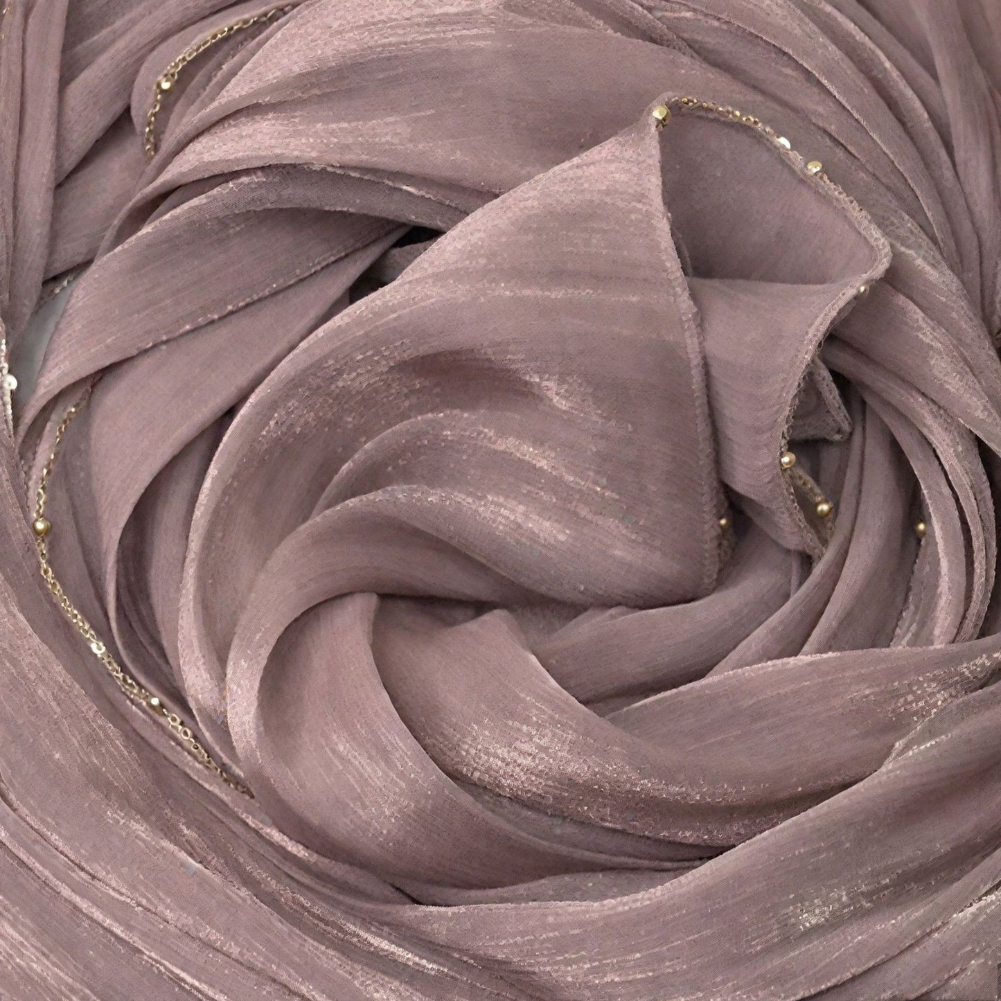 Shiny Satin Smooth Crepe Four-Sided Metal Chain Headscarf High-End Malay Middle Eastern Headscarf Arab