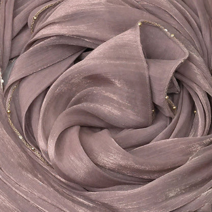 Shiny Satin Smooth Crepe Four-Sided Metal Chain Headscarf High-End Malay Middle Eastern Headscarf Arab