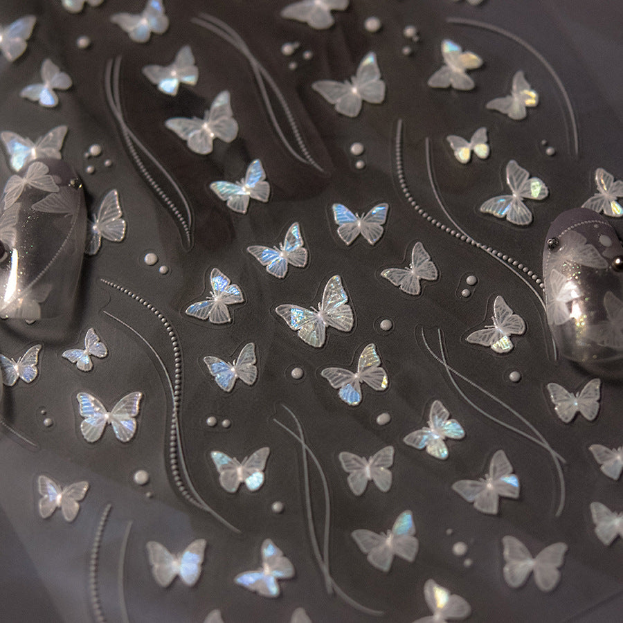 Shell Light Nail Stickers Hot-Selling Retro Nail Stickers Factory Wholesale Little White Butterfly Stickers3888