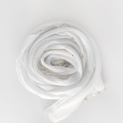 Shiny Satin Smooth Crepe Four-Sided Metal Chain Headscarf High-End Malay Middle Eastern Headscarf Arab