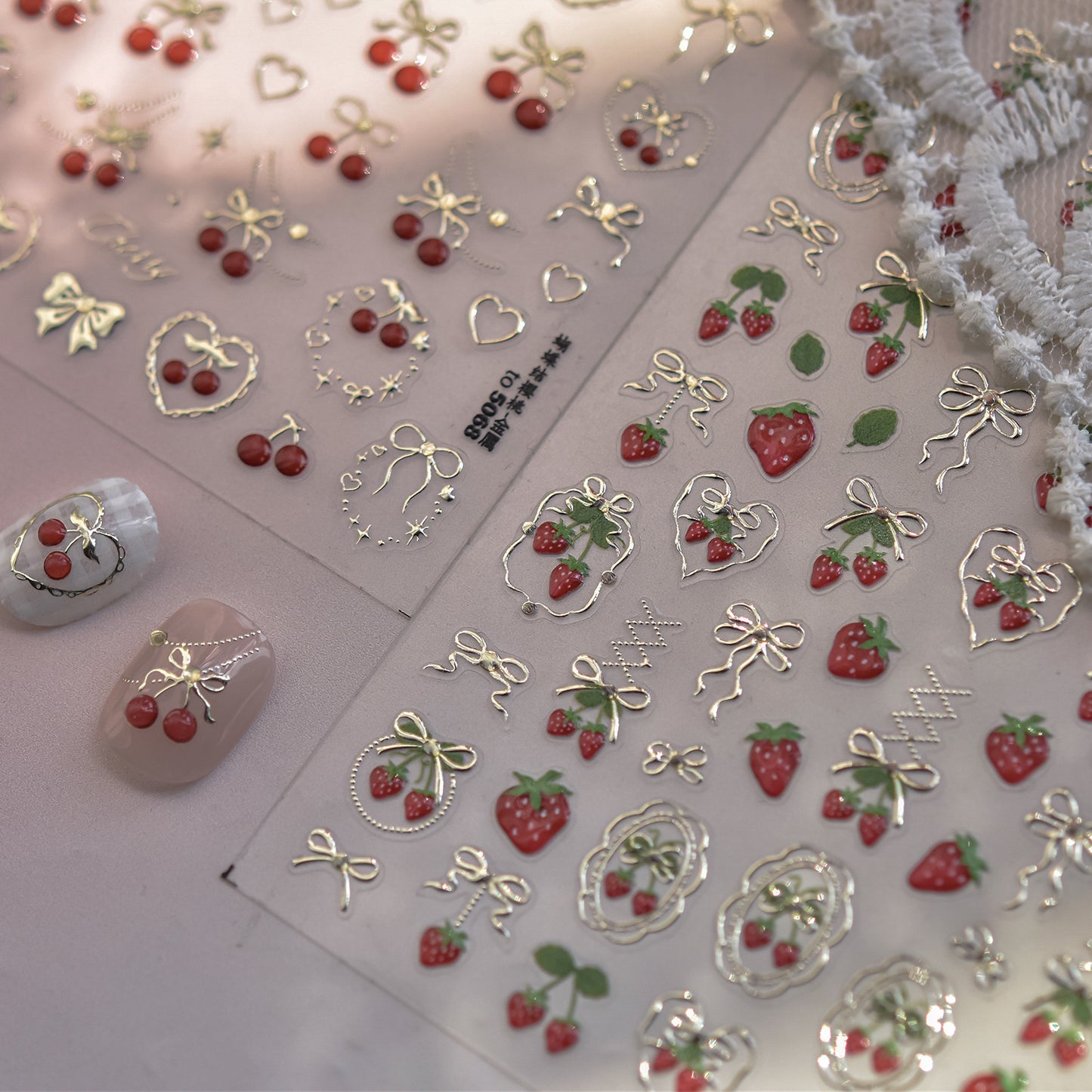 Jelly Nail Stickers Ins Nail Stickers Handmade DIY Strawberry Fruit Auxiliary Stickers Cherry Decorations Accessories