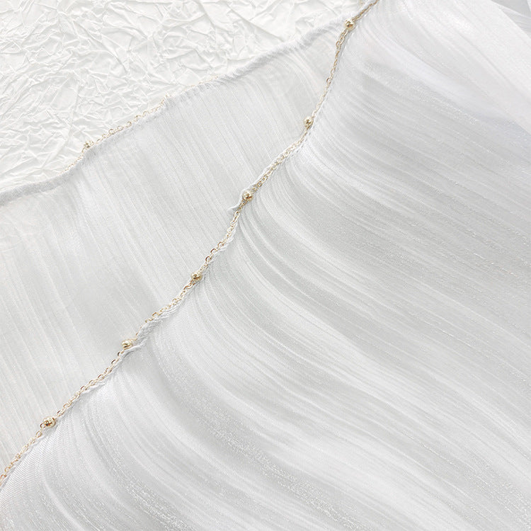 Shiny Satin Smooth Crepe Four-Sided Metal Chain Headscarf High-End Malay Middle Eastern Headscarf Arab