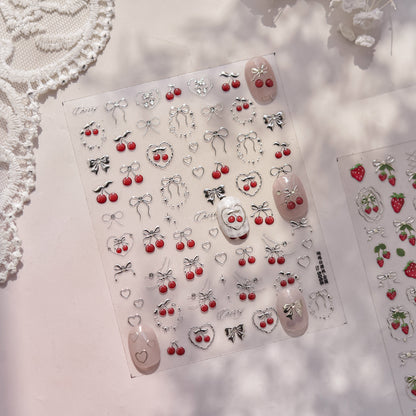 Jelly Nail Stickers Ins Nail Stickers Handmade DIY Strawberry Fruit Auxiliary Stickers Cherry Decorations Accessories