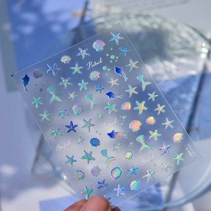 Bestseller Starfish Jelly Nail Stickers - 3D Translucent Sea Theme Nail Art Decals with Waterproof Design for Women and Girls, Cute Summer Nail Decor