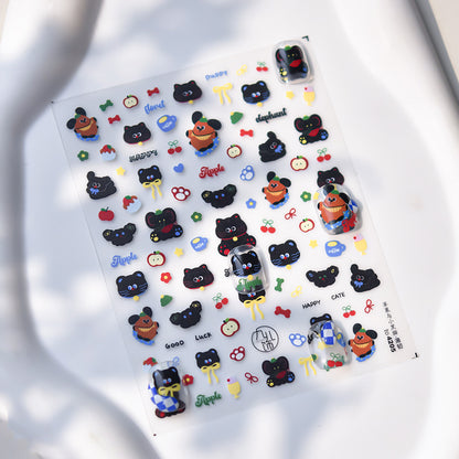Adorable Black Cat Themed Nail Stickers - 30 PCS Thin yet Durable Flexible Nail Art Decals with Playful Kitty Designs for Women and Girls, Cute Animal Nail Decor