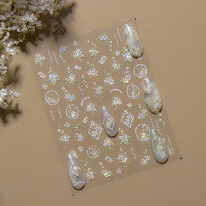 Embossed Nail Stickers Internet Celebrity Hot Style Ancient Style Spring Peach Blossom Nail Stickers Spring Peach Blossom Accessories Stickers