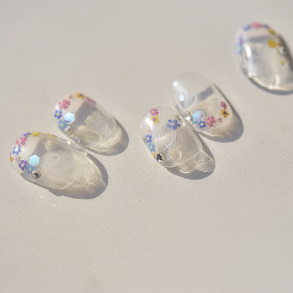 Fresh Small Flowers 3D Embossed Nail Stickers - Delicate Floral Nail Art Decals with Dimensional Petal Designs, Spring Bloom Nail Decor for Women, Salon-Quality Manicure