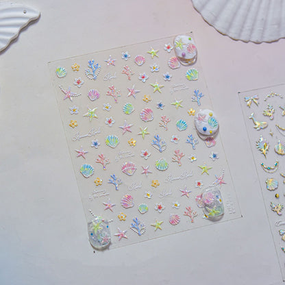 Shell Light Nail Stickers ins Popular3d 3D Nail Stickers Iridescent Shell Nail Art Decorations Mixed Styles