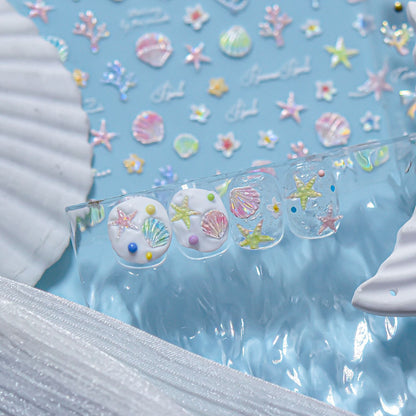 Shell Light Nail Stickers ins Popular3d 3D Nail Stickers Iridescent Shell Nail Art Decorations Mixed Styles