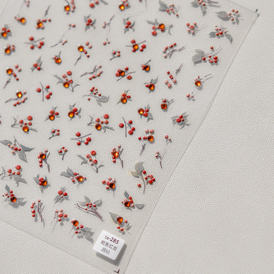 Crystal Diamond Nail Stickers Nail Stickers Acacia Red Bean
