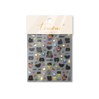 Adorable Black Cat Themed Nail Stickers - 30 PCS Thin yet Durable Flexible Nail Art Decals with Playful Kitty Designs for Women and Girls, Cute Animal Nail Decor