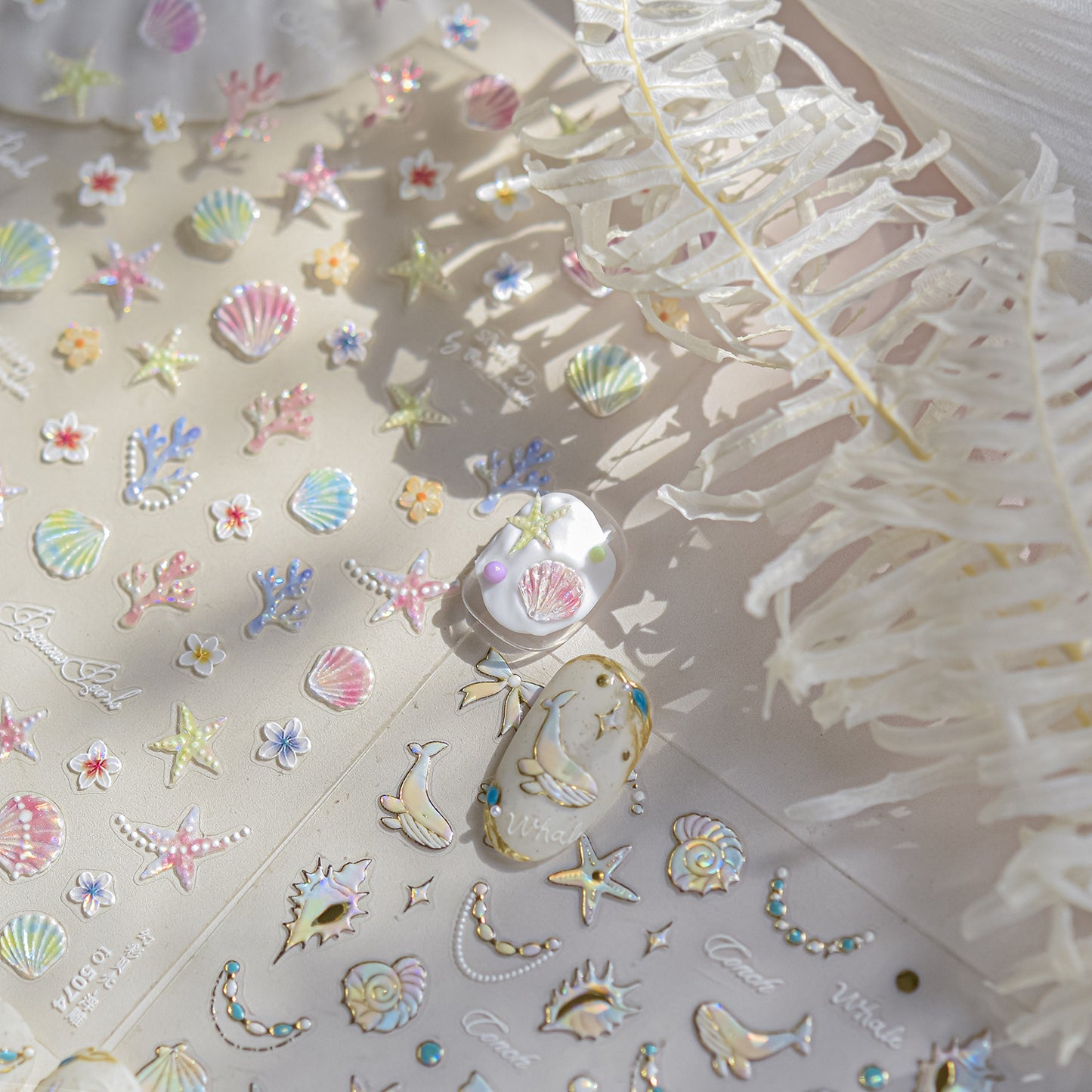 Shell Light Nail Stickers ins Popular3d 3D Nail Stickers Iridescent Shell Nail Art Decorations Mixed Styles