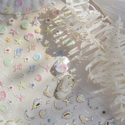 Shell Light Nail Stickers ins Popular3d 3D Nail Stickers Iridescent Shell Nail Art Decorations Mixed Styles