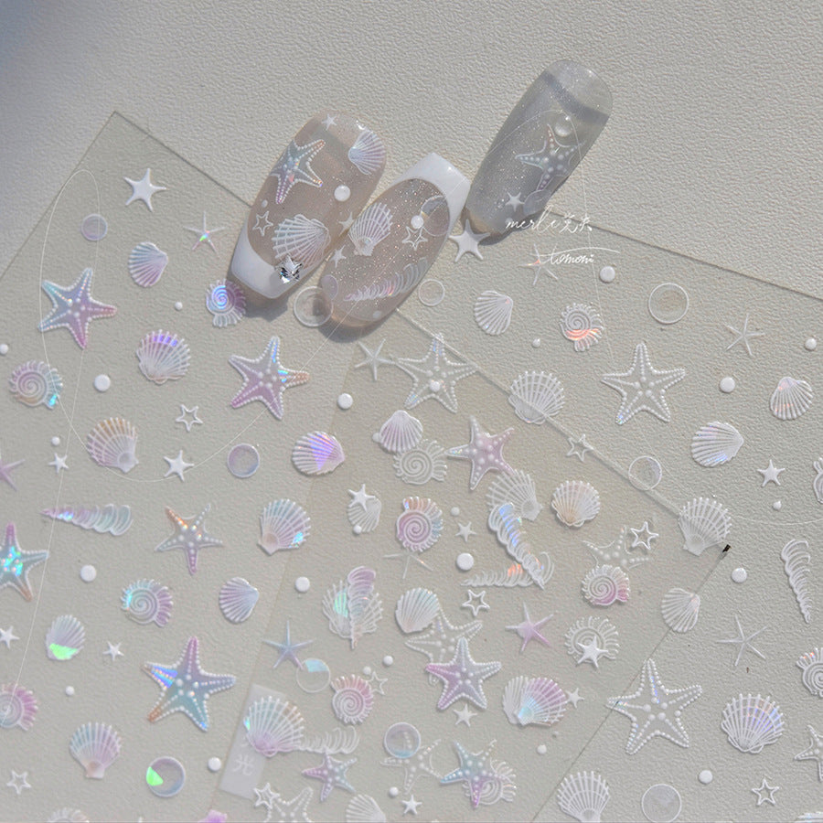 Shell Light Nail Stickers Ins High-End Feel Journal Nail Stickers Ocean Shell
