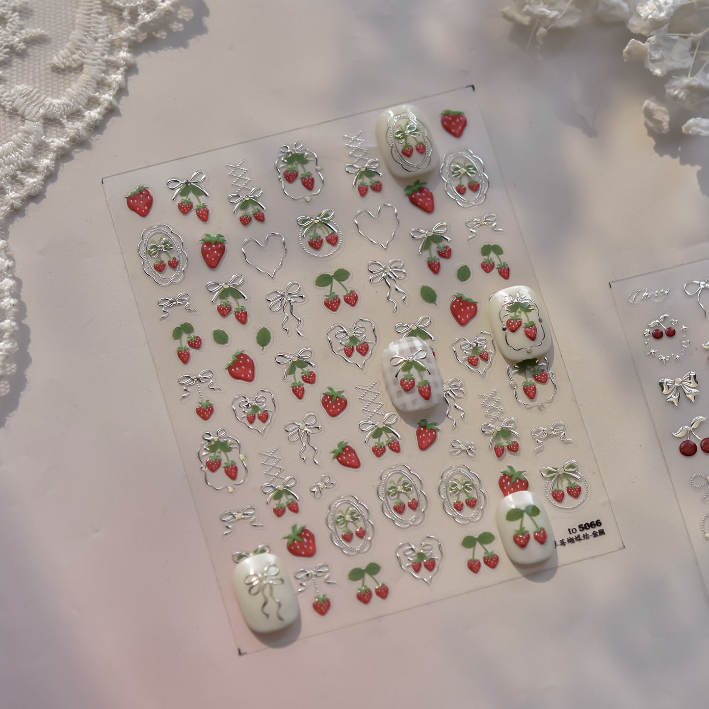 Jelly Nail Stickers Ins Nail Stickers Handmade DIY Strawberry Fruit Auxiliary Stickers Cherry Decorations Accessories