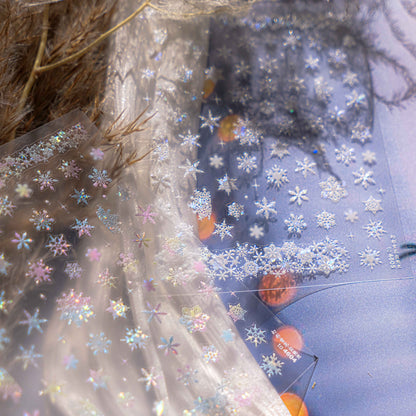 Pearl Shell Glow Snowflake Nail Stickers for Children - Colorful Winter Themed Nail Decals with Iridescent Shine, Non-Toxic & Waterproof Nail Art for Girls Boys