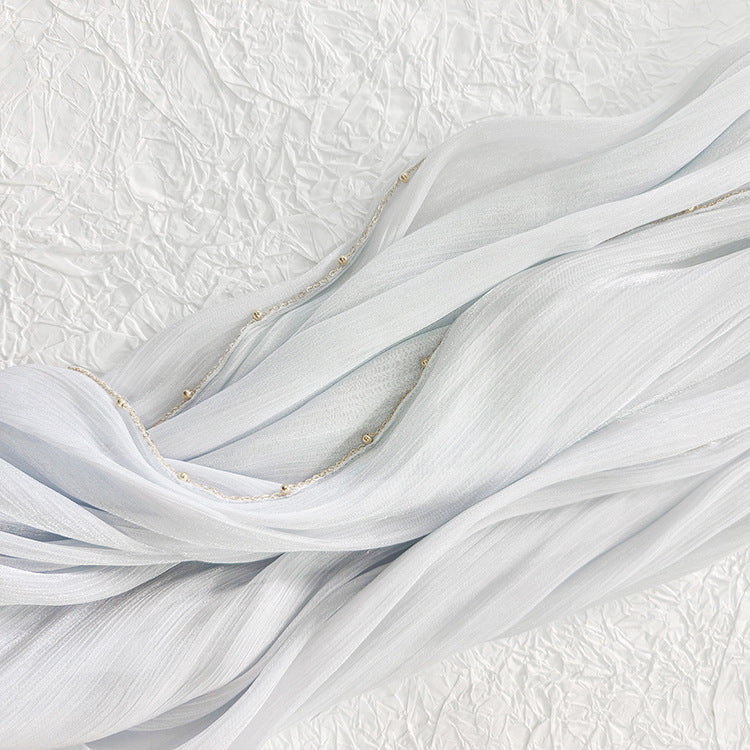 Shiny Satin Smooth Crepe Four-Sided Metal Chain Headscarf High-End Malay Middle Eastern Headscarf Arab