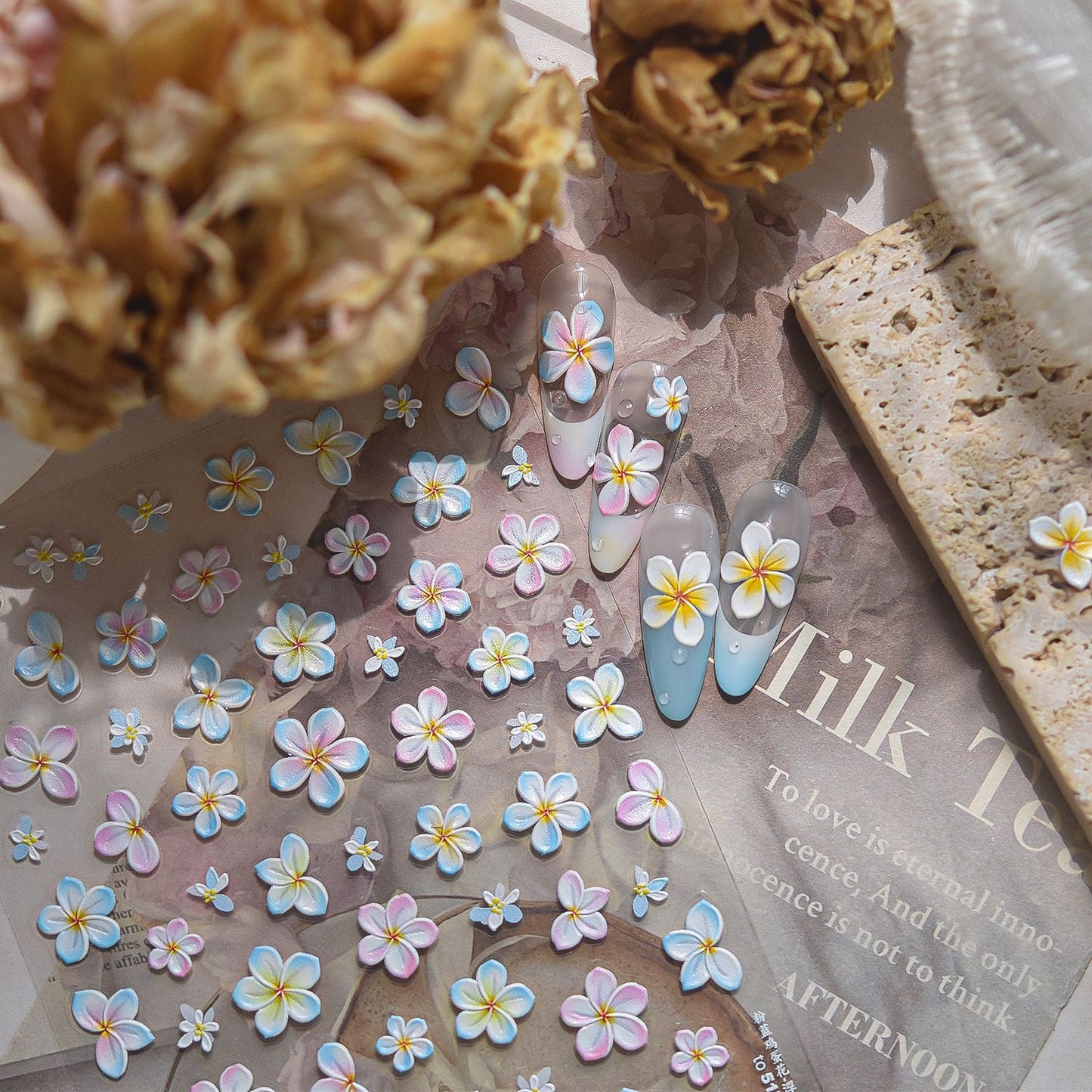 Embossed Nail Stickers Simple Sunshine Fresh Nail Stickers Passionate Frangipani Summer Vacation Series
