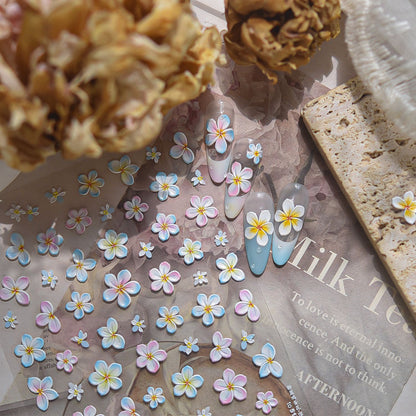 Embossed Nail Stickers Simple Sunshine Fresh Nail Stickers Passionate Frangipani Summer Vacation Series