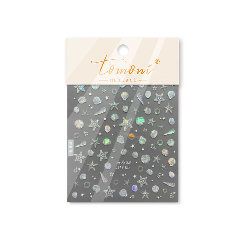 Shell Light Nail Stickers Ins High-End Feel Journal Nail Stickers Ocean Shell