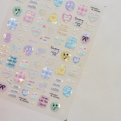 Collage Doodle Shell Effect Nail Stickers for Kids - Iridescent Pearl Nail Art Decals with Fun Patterns, Non-Toxic & Easy to Apply Nail Decor for Children