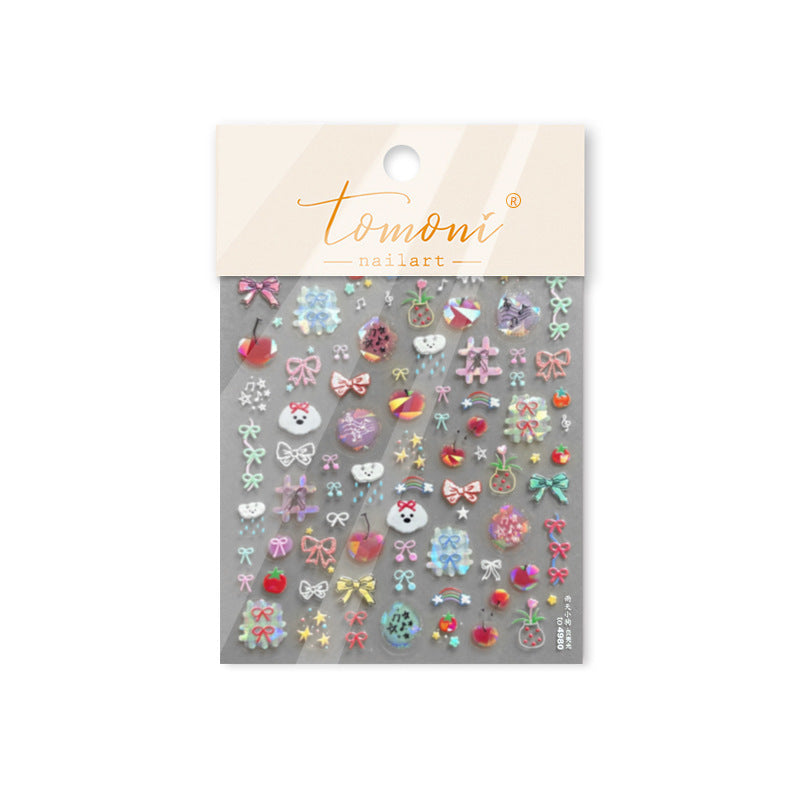 Collage Doodle Shell Effect Nail Stickers for Kids - Iridescent Pearl Nail Art Decals with Fun Patterns, Non-Toxic & Easy to Apply Nail Decor for Children
