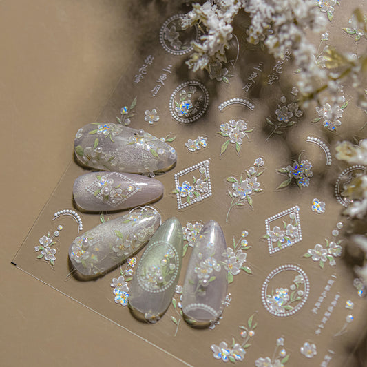 Embossed Nail Stickers Internet Celebrity Hot Style Ancient Style Spring Peach Blossom Nail Stickers Spring Peach Blossom Accessories Stickers