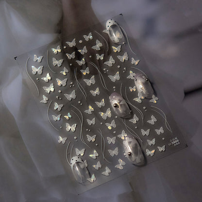 Shell Light Nail Stickers Hot-Selling Retro Nail Stickers Factory Wholesale Little White Butterfly Stickers3888