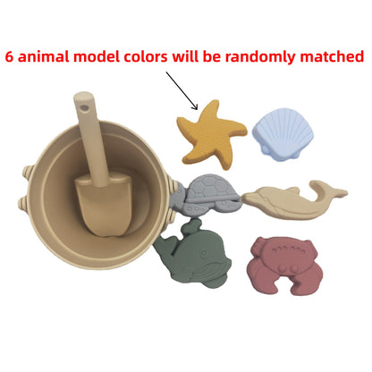 Silicone Family Beach Toys Sand Play Set - 10PCS Soft Safe Sandcastle Molds & Digging Tools for Kids Toddlers, Waterproof Seaside Vacation Sandbox Toys for Malaysia Beaches