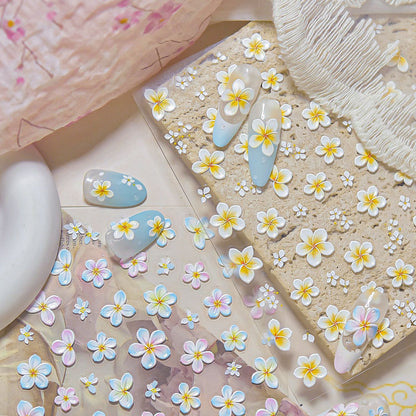 Embossed Nail Stickers Simple Sunshine Fresh Nail Stickers Passionate Frangipani Summer Vacation Series