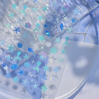 Bestseller Starfish Jelly Nail Stickers - 3D Translucent Sea Theme Nail Art Decals with Waterproof Design for Women and Girls, Cute Summer Nail Decor